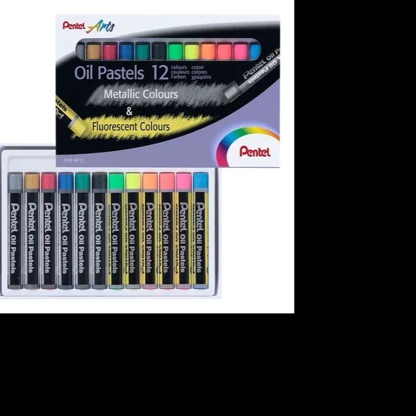 GIS PASTEL CAJA C12 PZAS DE ACEITE COL.MET Y NEON PENTEL